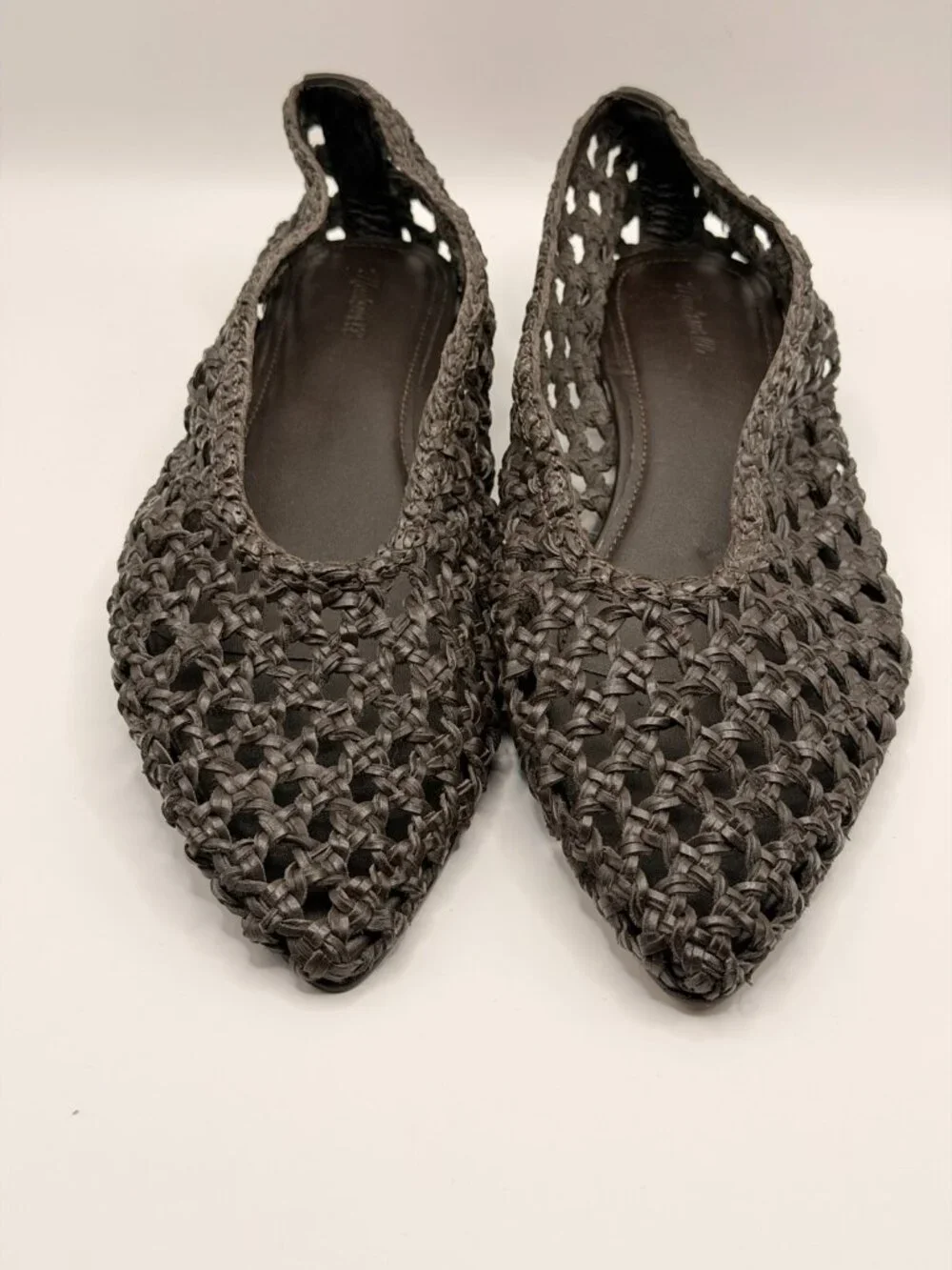 Madewell Womens The Ruth Ballet Flat in Woven Brown  Dark Carob Leather Sz 10